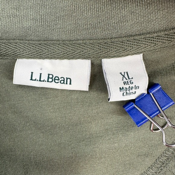 LL Bean Quilted Quarter Zip Sweatshirt Pullover Olive Green Womens XL - Picture 3 of 10
